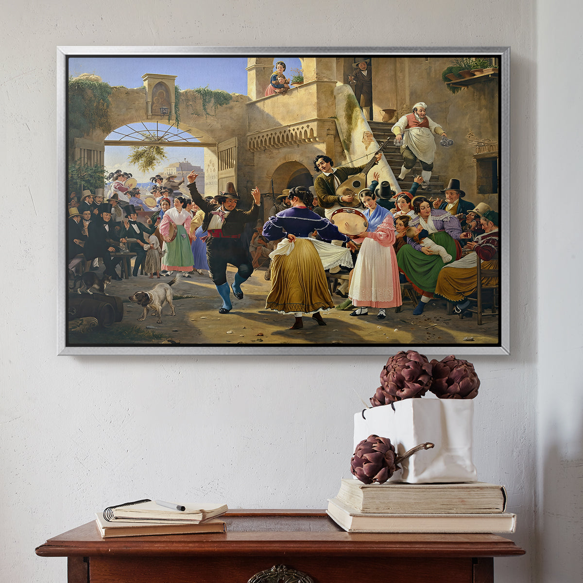 Romans Gathered for Merriment at an Osteria, 1839 - Floater Framed Canvas Print