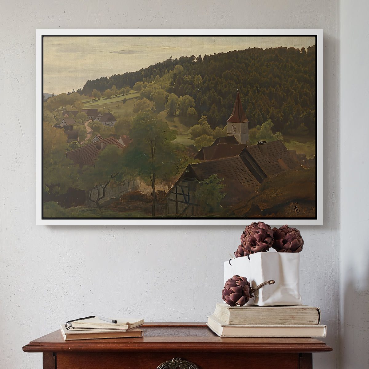 Landscape from Ebersteinburg in Baden, 1876 - Floater Framed Canvas Print