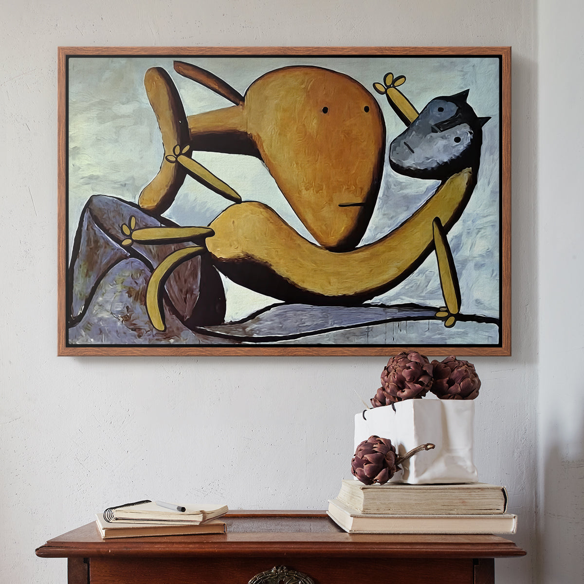 Cat and Big Fish, c. 1931 - Floater Framed Canvas Print