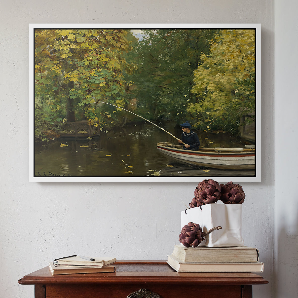 Fishing Boy, c. 1890 - Floater Framed Canvas Print