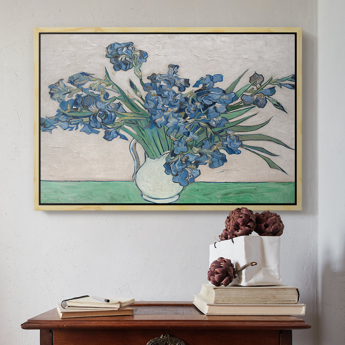 Irises, 1890 - Floater Framed Canvas Print