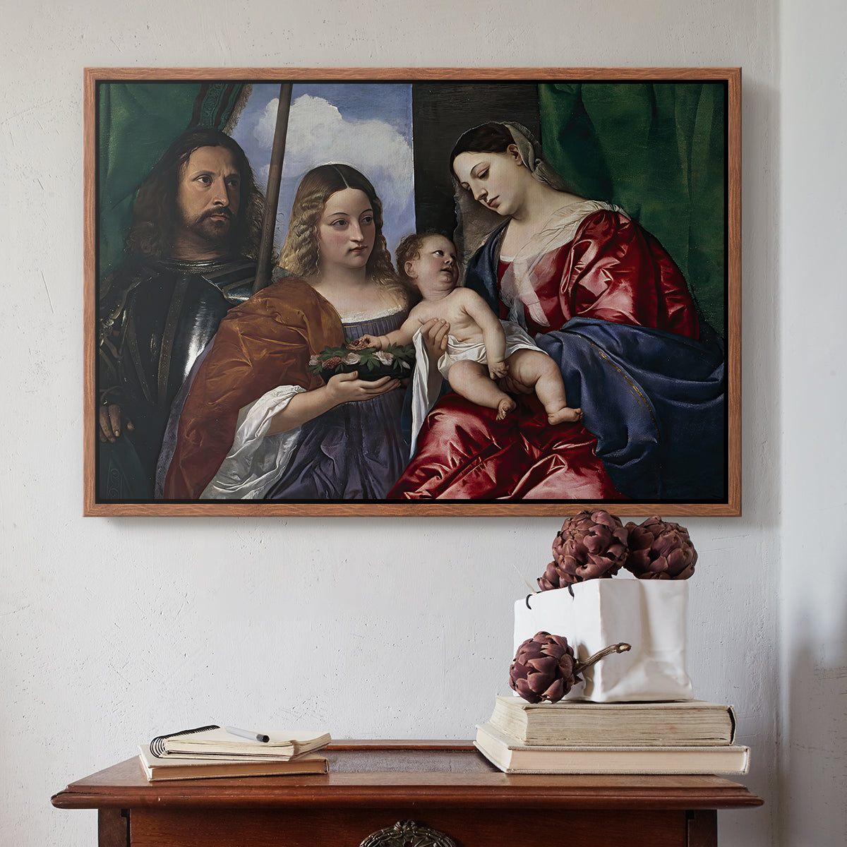 Madonna and Child with Saints Dorothy and George, c. 1516 - Floater Framed Canvas Print