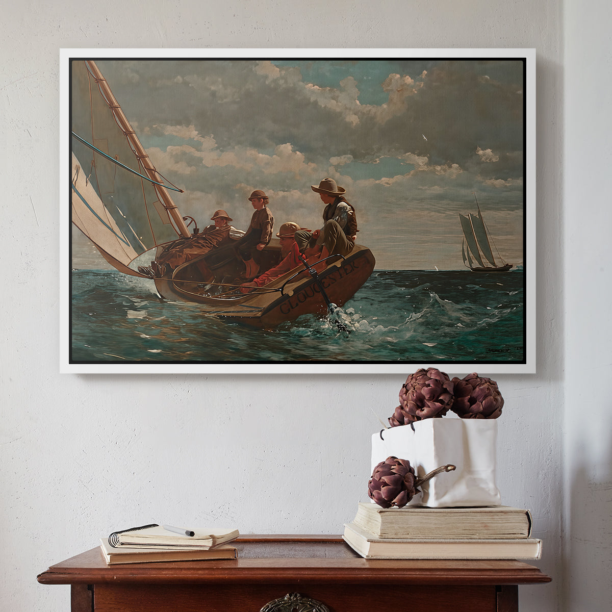 Breezing Up (A Fair Wind), 1873-1876 - Floater Framed Canvas Print