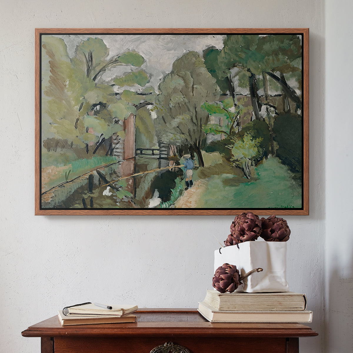 The Little Fisherman, Maintenon, 1918 - Floater Framed Canvas Print