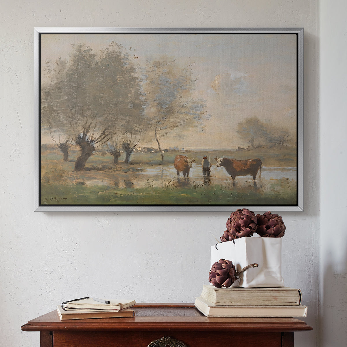 Cows in a Marshy Landscape, c. 1873-1874 - Floater Framed Canvas Print