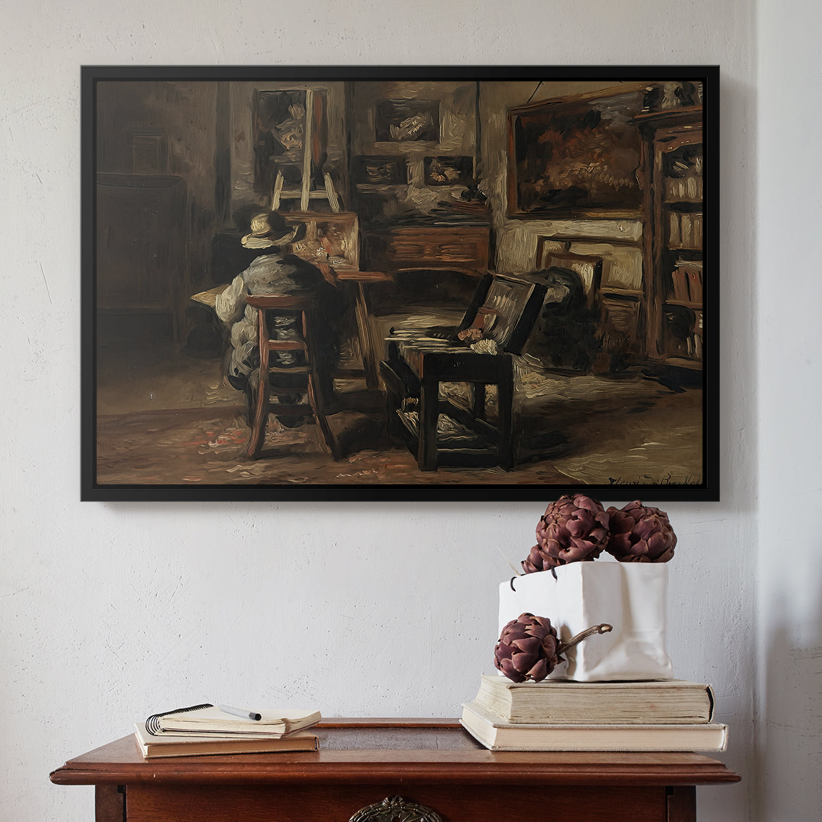 The Studio of Ferdinand De Braekeleer I, Father of the Painter, c. 1873-1885 - Floater Framed Canvas Print