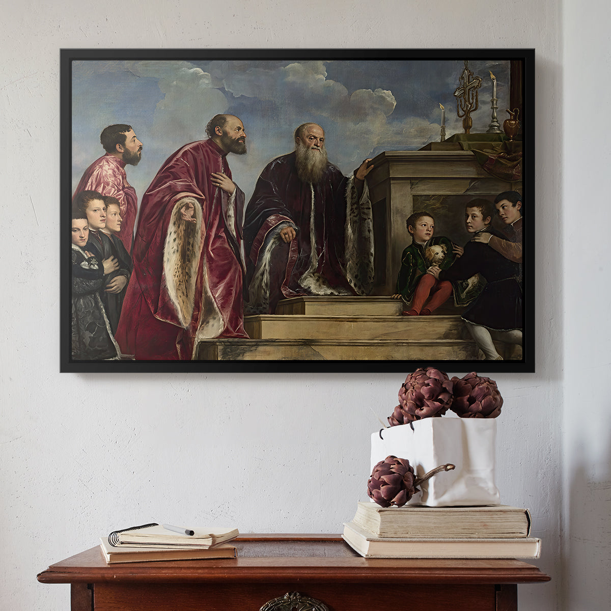 The Vendramin Family Venerating a Relic of the True Cross, c. 1540-1545 - Floater Framed Canvas Print
