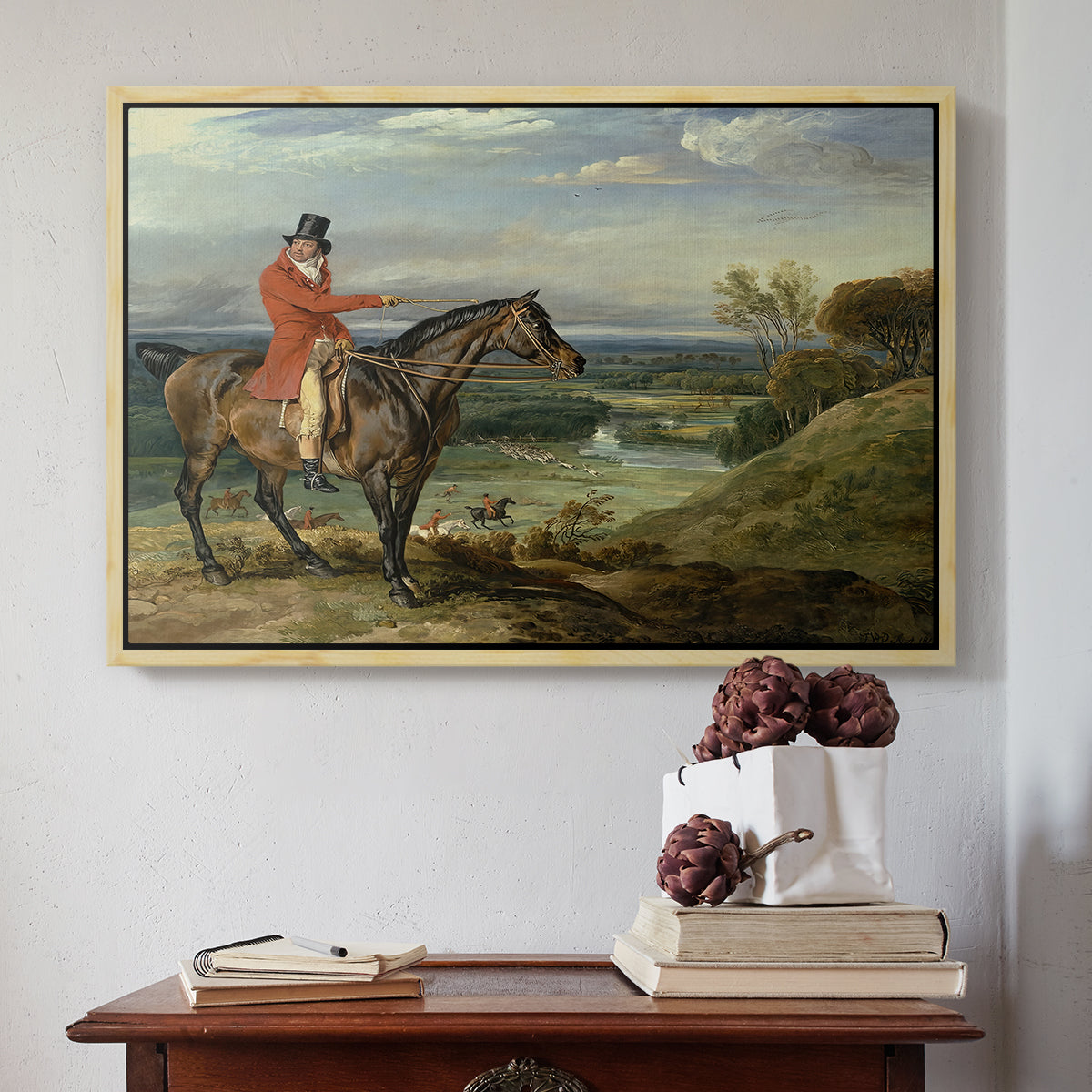 John Levett Hunting at Wychnor, Staffordshire, 1818 - Floater Framed Canvas Print