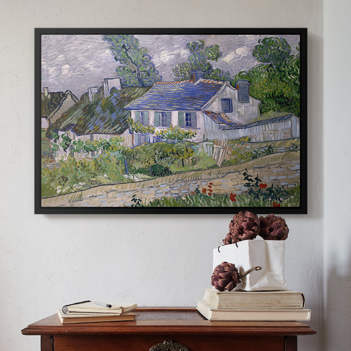 Houses in Auvers, 1890 - Floater Framed Canvas Print