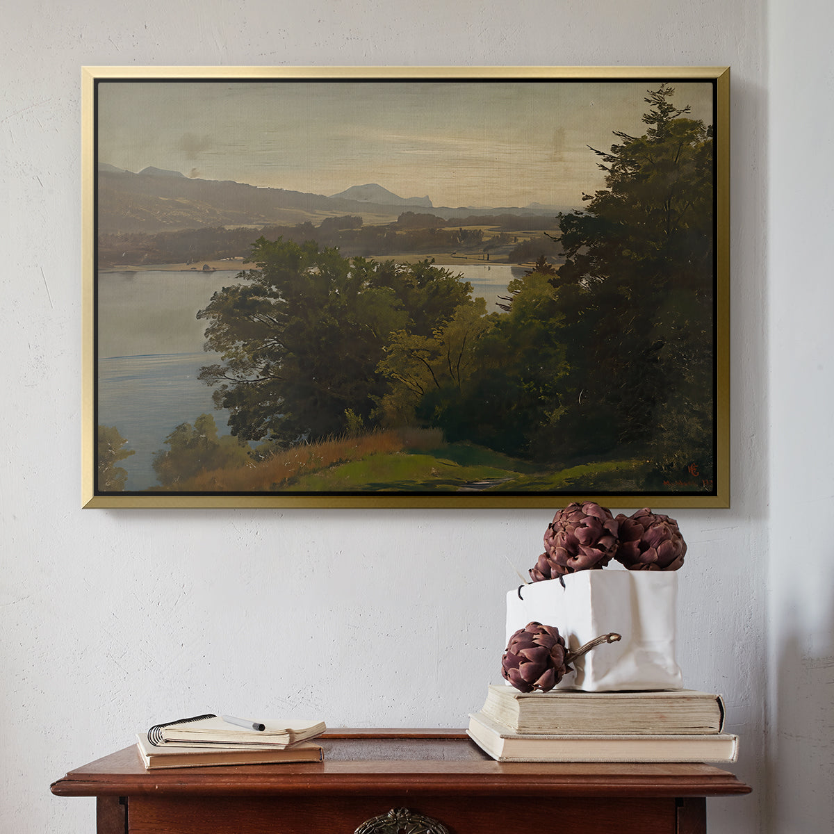 View of the Mondsee, 1870 - Floater Framed Canvas Print