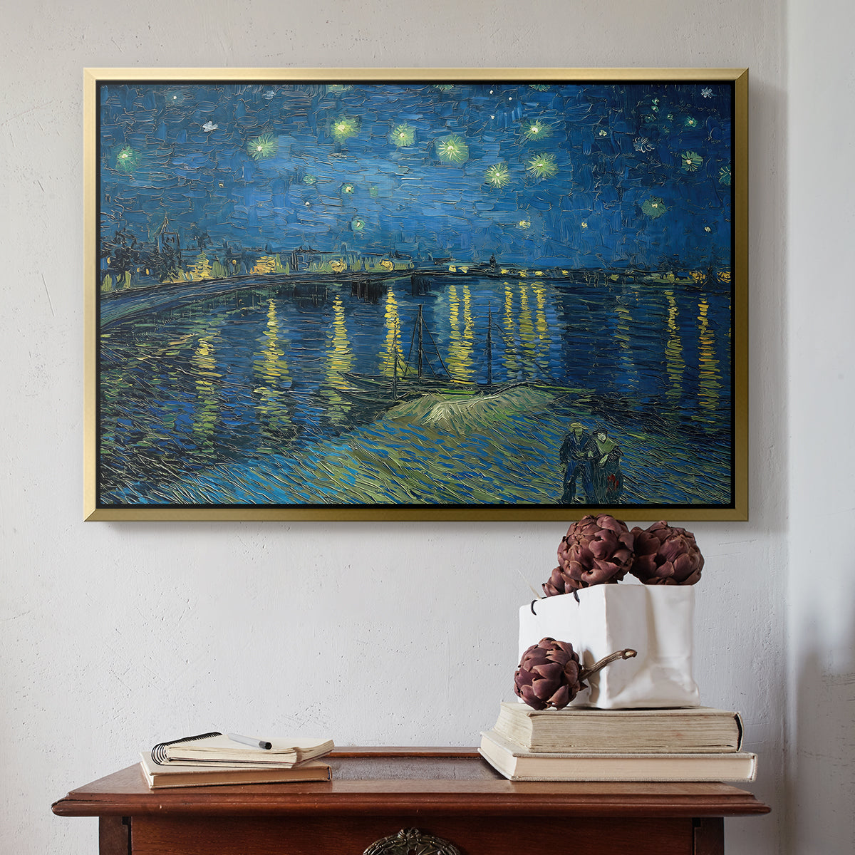 Starry Night Over the Rhône, 1888 - Floater Framed Canvas Print
