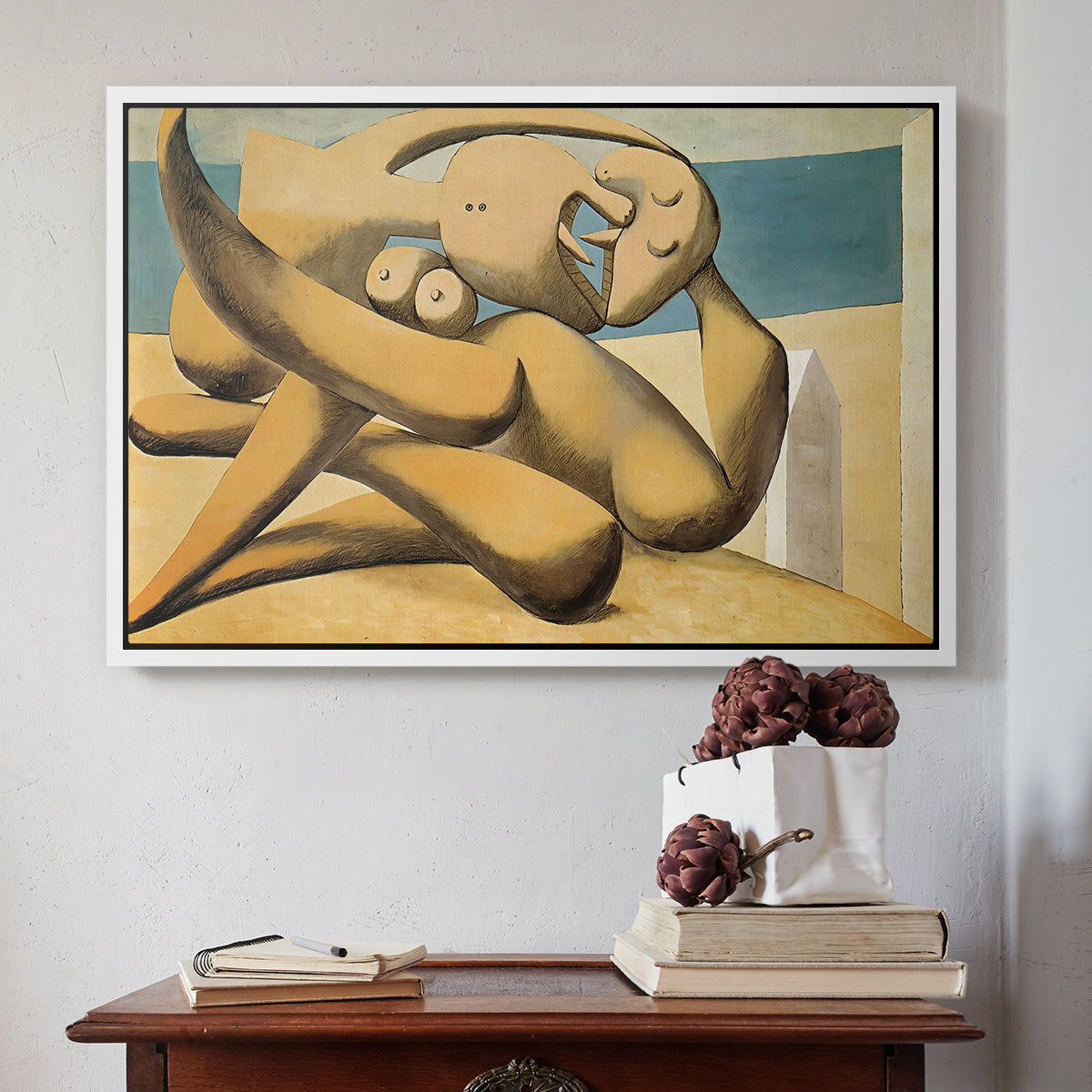 Figures at the Seaside (The Kiss), 1931 - Floater Framed Canvas Print