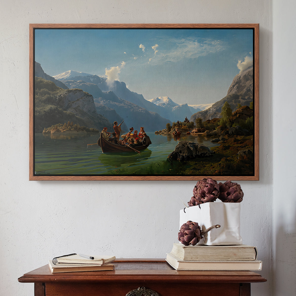 Bridal Procession on the Hardangerfjord, 1848 - Floater Framed Canvas Print