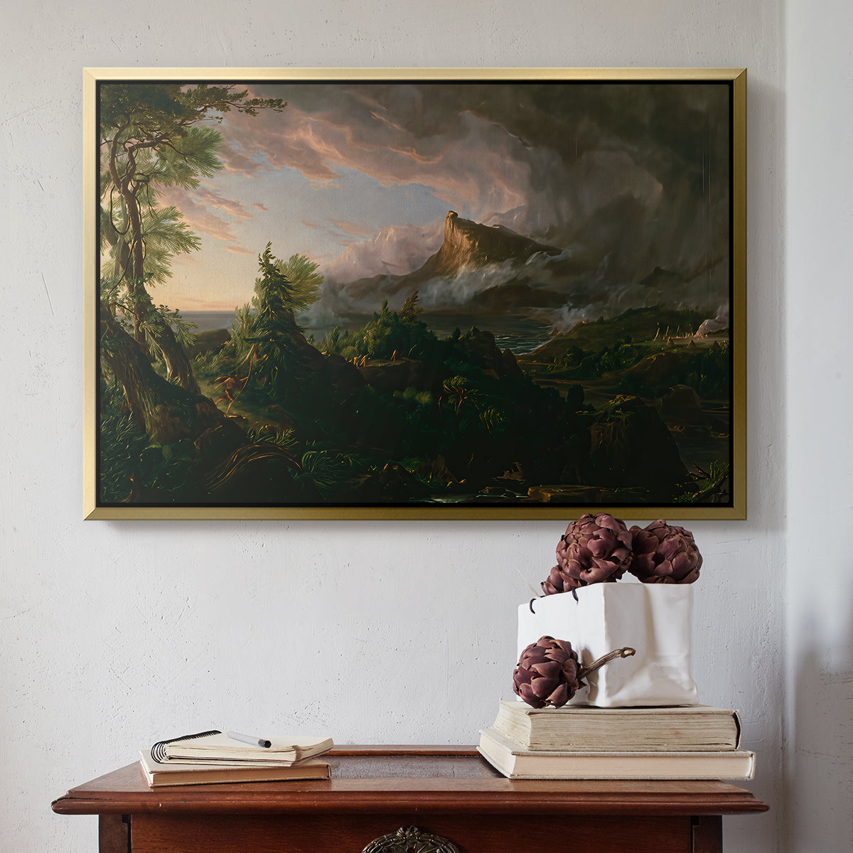 The Course of Empire: The Savage State, 1834 - Floater Framed Canvas Print