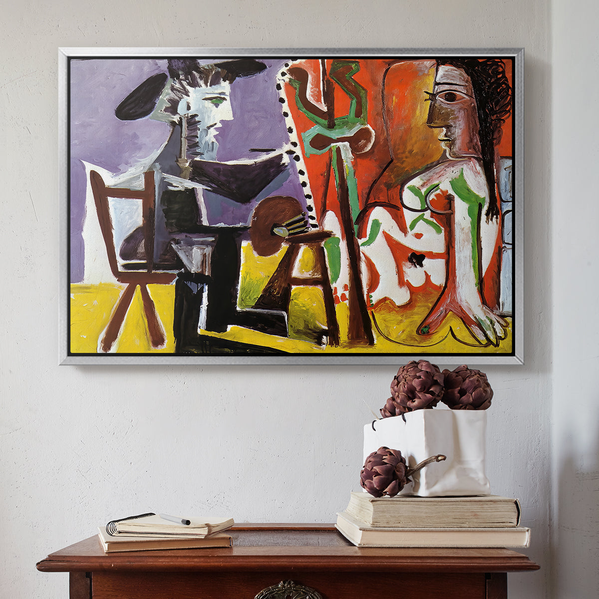The Painter and His Model, 1963 - Floater Framed Canvas Print