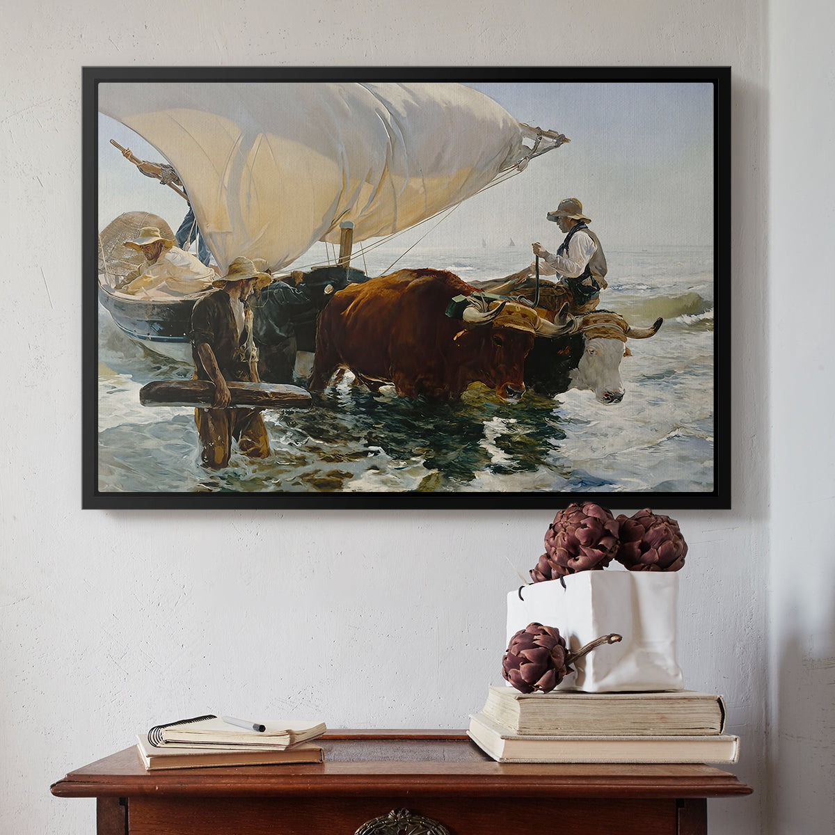 The Return from Fishing: Hauling the Boat, 1894 - Floater Framed Canvas Print