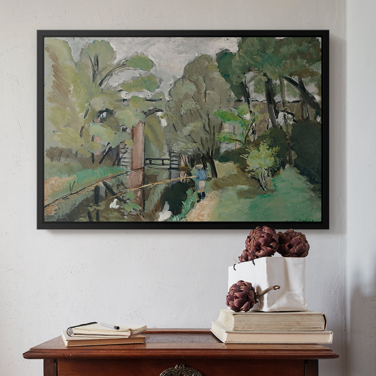 The Little Fisherman, Maintenon, 1918 - Floater Framed Canvas Print