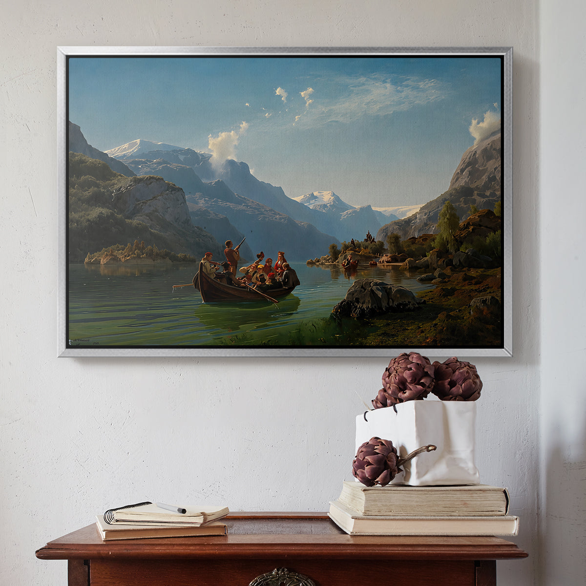 Bridal Procession on the Hardangerfjord, 1848 - Floater Framed Canvas Print