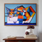 Cassie Thinking about Cubism - Floater Framed Canvas Print
