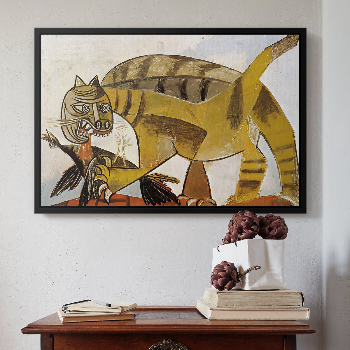 Cat Eating a Bird, 1939 - Floater Framed Canvas Print