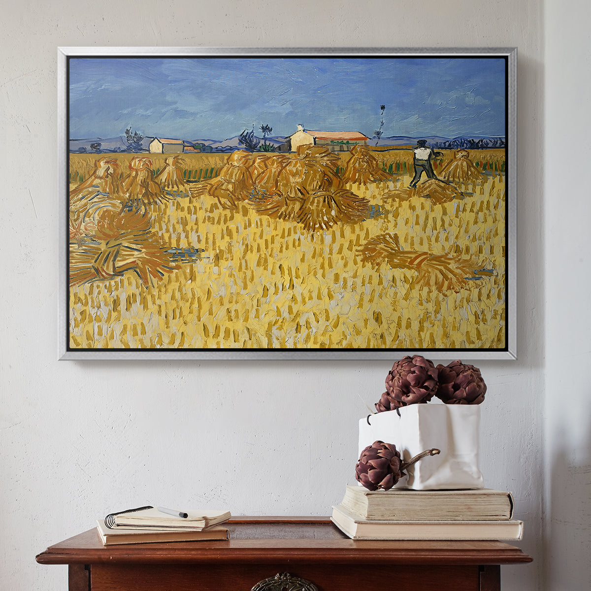 Wheat Field with Sheaves (Harvest in Provence), 1888 - Floater Framed Canvas Print