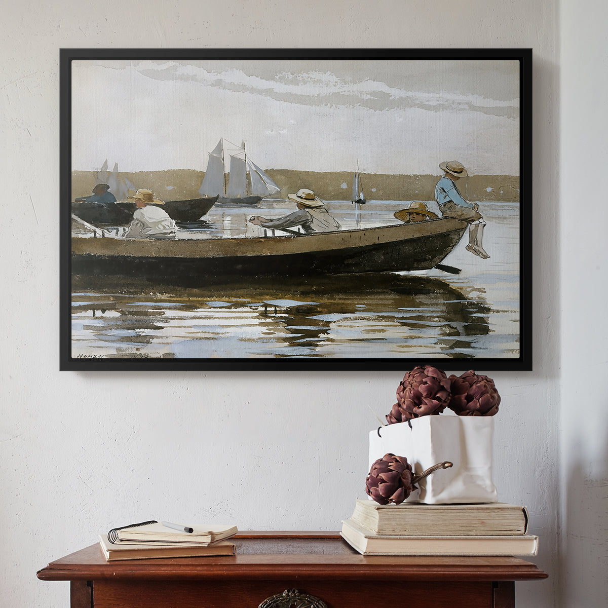 Boys in a Dory, 1873 - Floater Framed Canvas Print