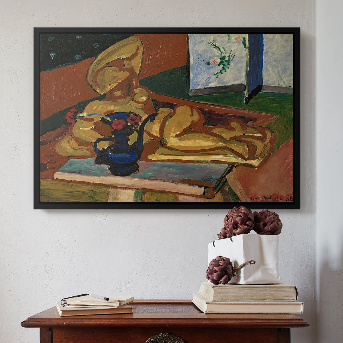 Sculpture and Persian Vase (The Bronze Figure), 1908 - Floater Framed Canvas Print