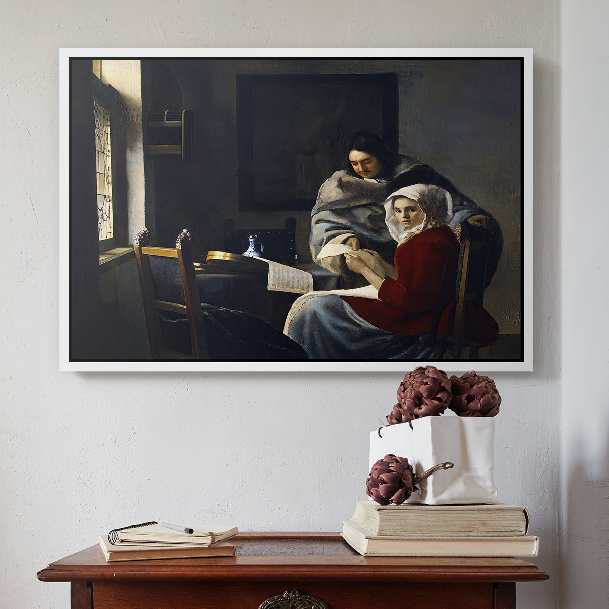 Girl Interrupted at Her Music, c. 1658-1659 - Floater Framed Canvas Print