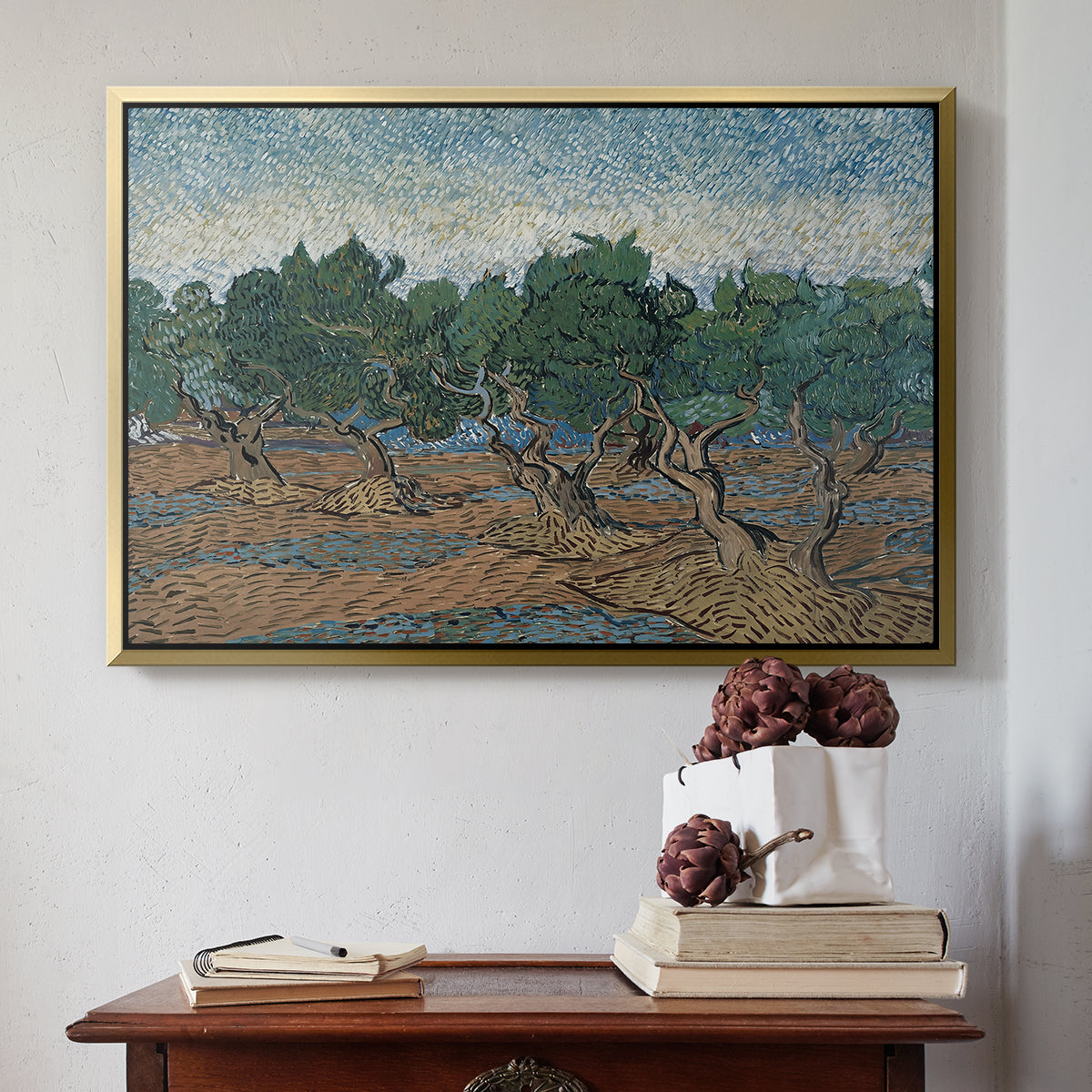 Olive Trees, 1889 - Floater Framed Canvas Print