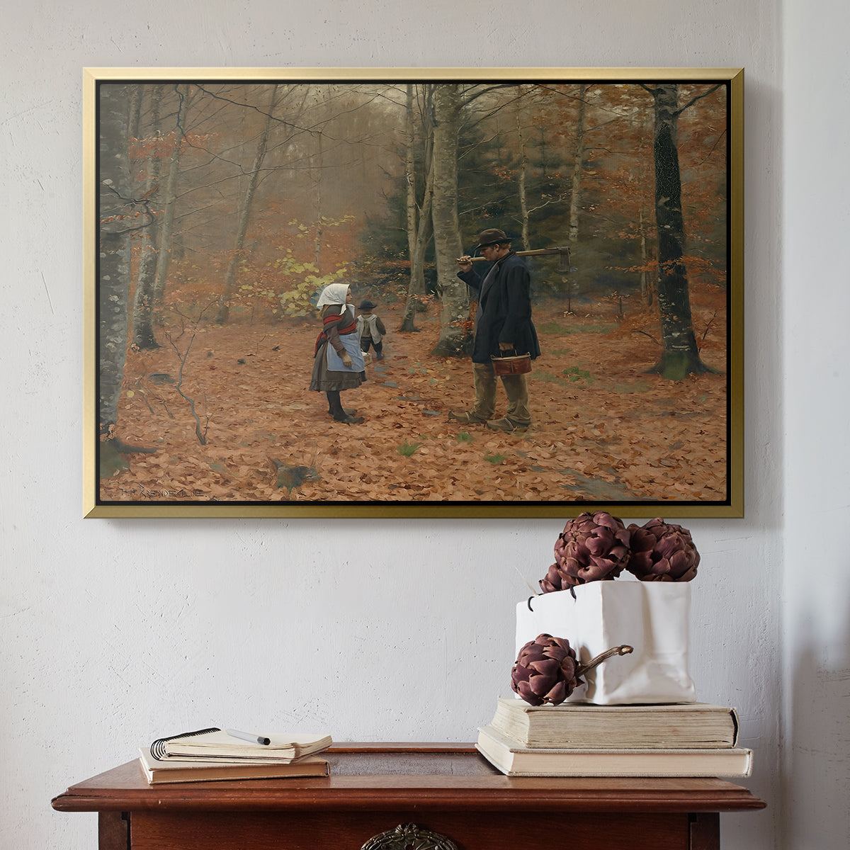 The Woodman and his Children, 1886 - Floater Framed Canvas Print