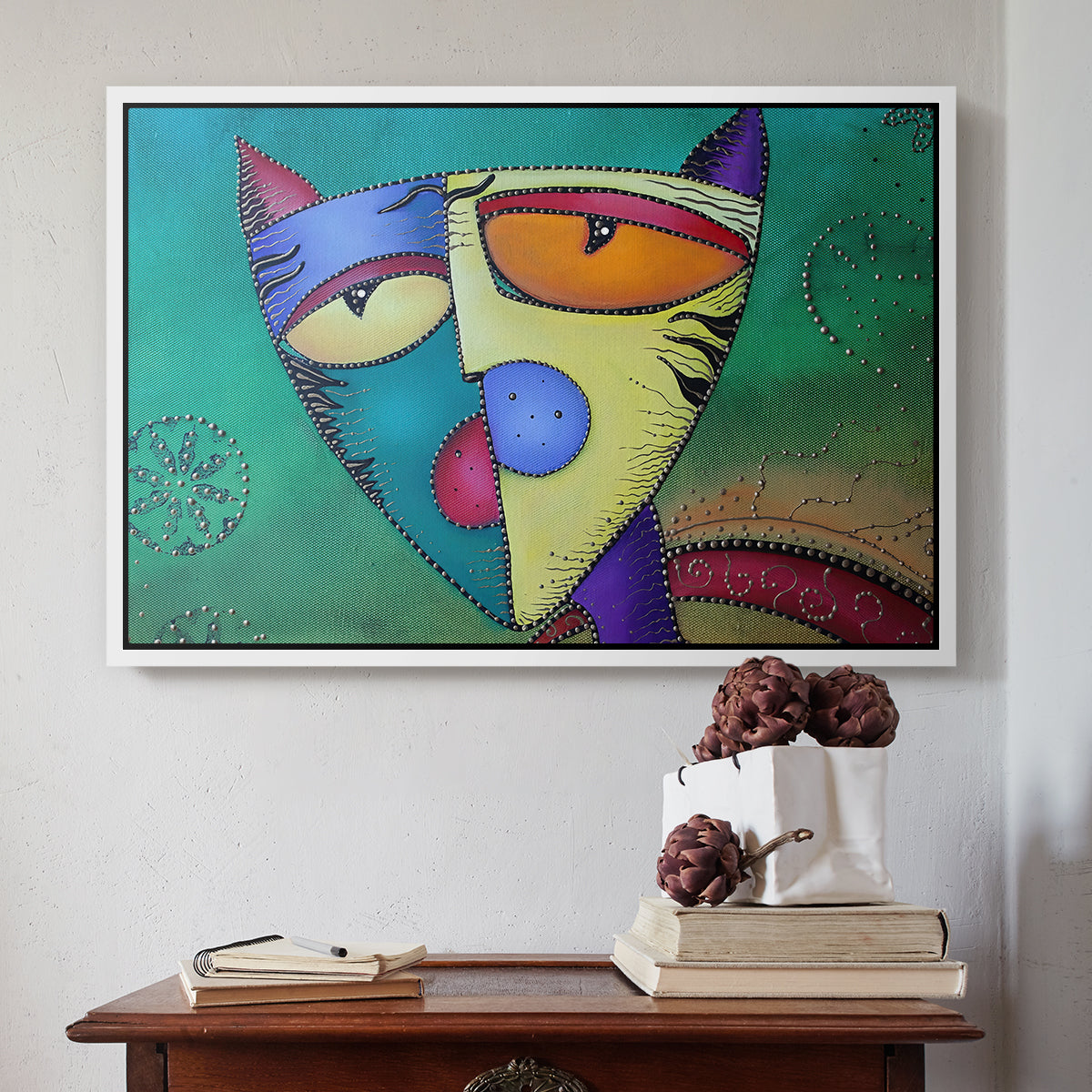Celestial Cat - Floater Framed Canvas Print