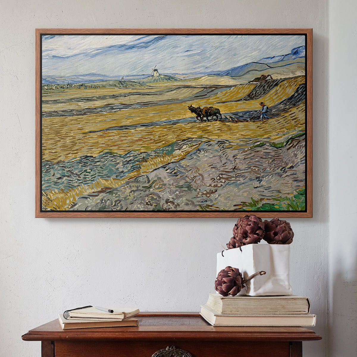 Enclosed Field with Ploughman, 1889 - Floater Framed Canvas Print