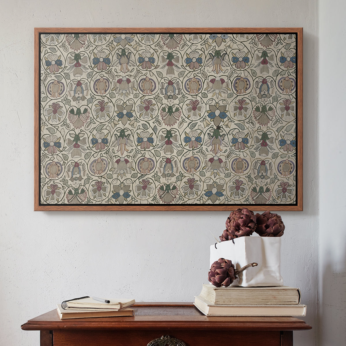 Long Cushion Cover (Printed Textile), c. 1600 - Floater Framed Canvas Print