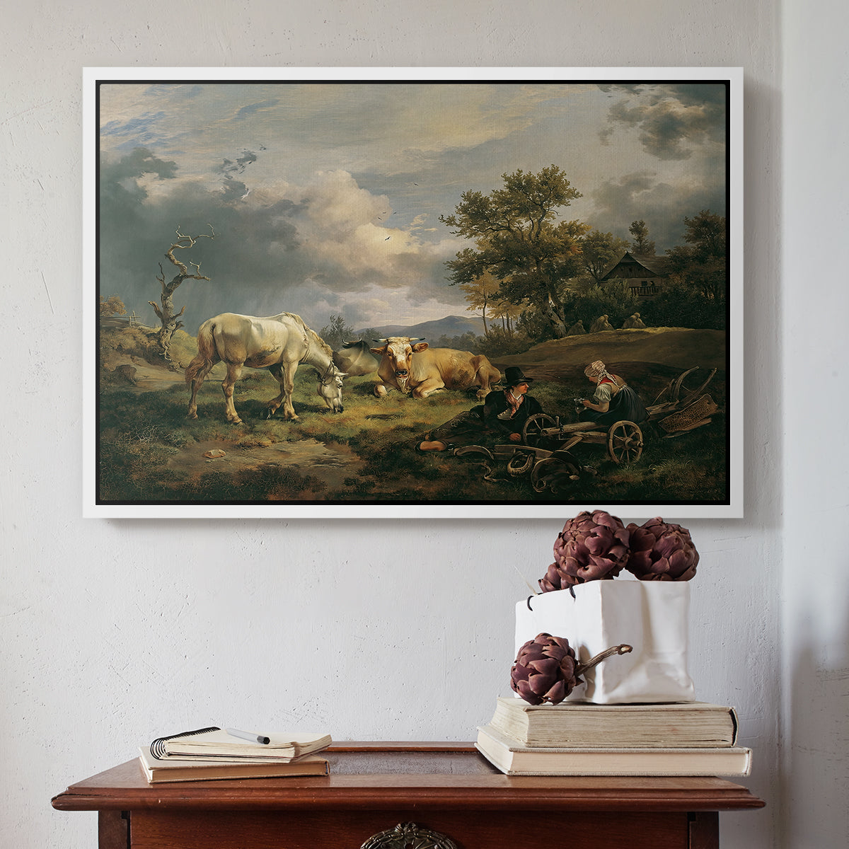 Young Peasant Couple Resting in the Field, 1829 - Floater Framed Canvas Print