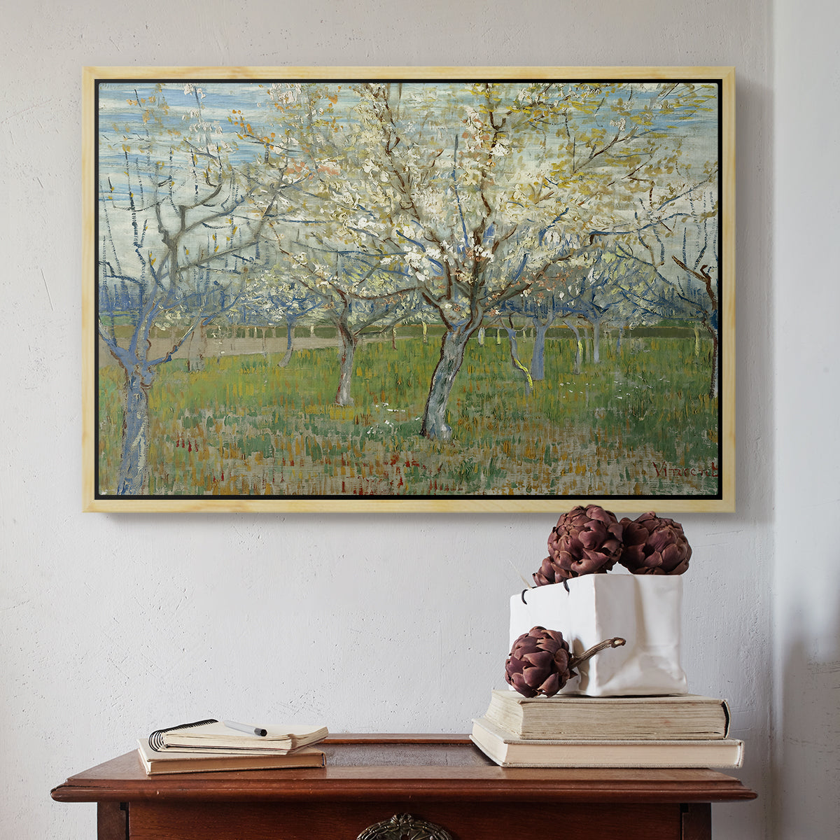 The Pink Orchard, 1888 - Floater Framed Canvas Print