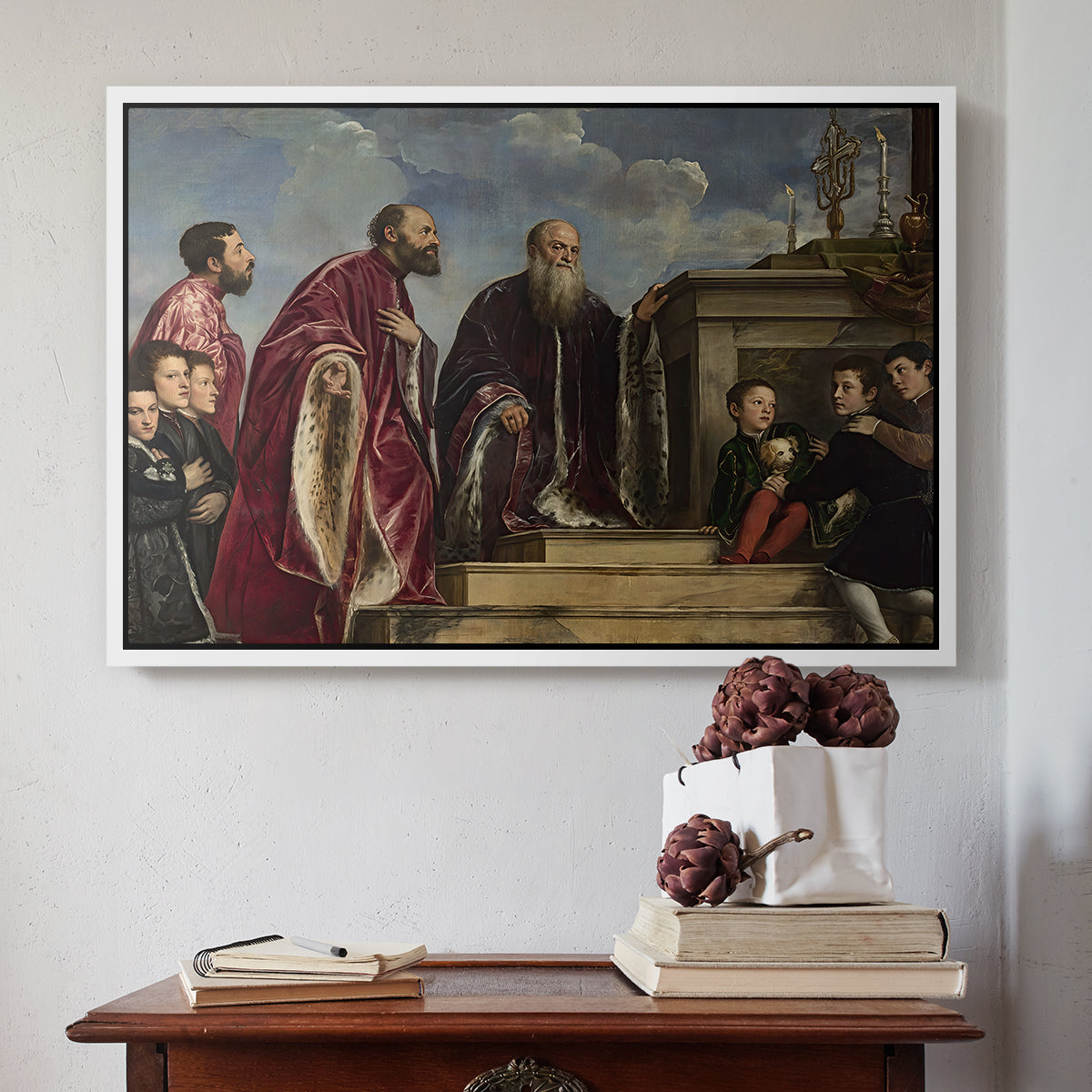 The Vendramin Family Venerating a Relic of the True Cross, c. 1540-1545 - Floater Framed Canvas Print