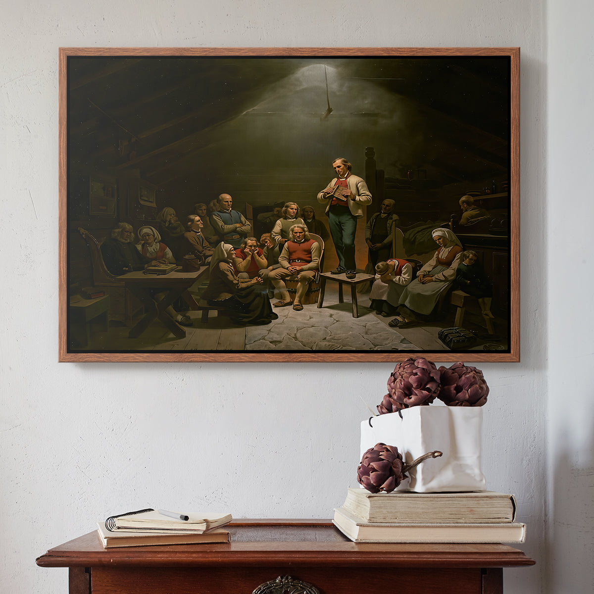 Low Church Devotion (Haugianerne), 1848 - Floater Framed Canvas Print