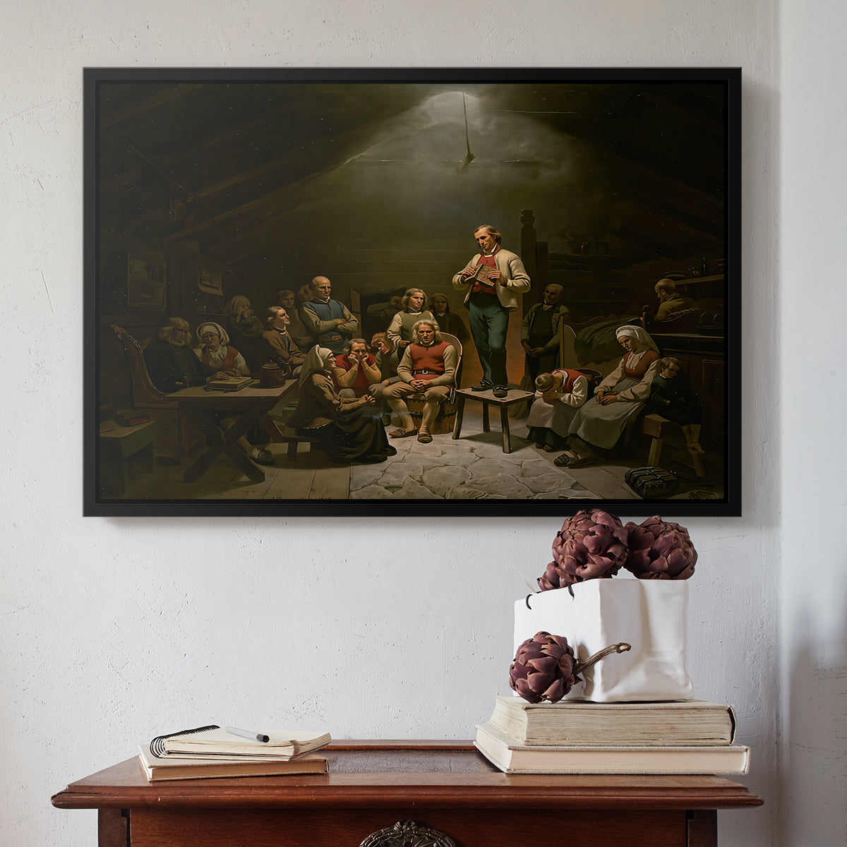 Low Church Devotion (Haugianerne), 1848 - Floater Framed Canvas Print