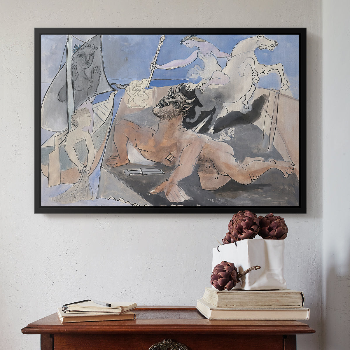 Composition with Minotaur, 1936 - Floater Framed Canvas Print