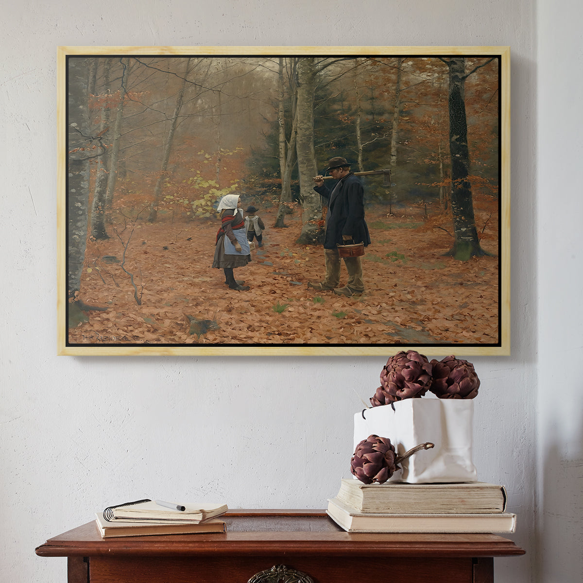 The Woodman and his Children, 1886 - Floater Framed Canvas Print