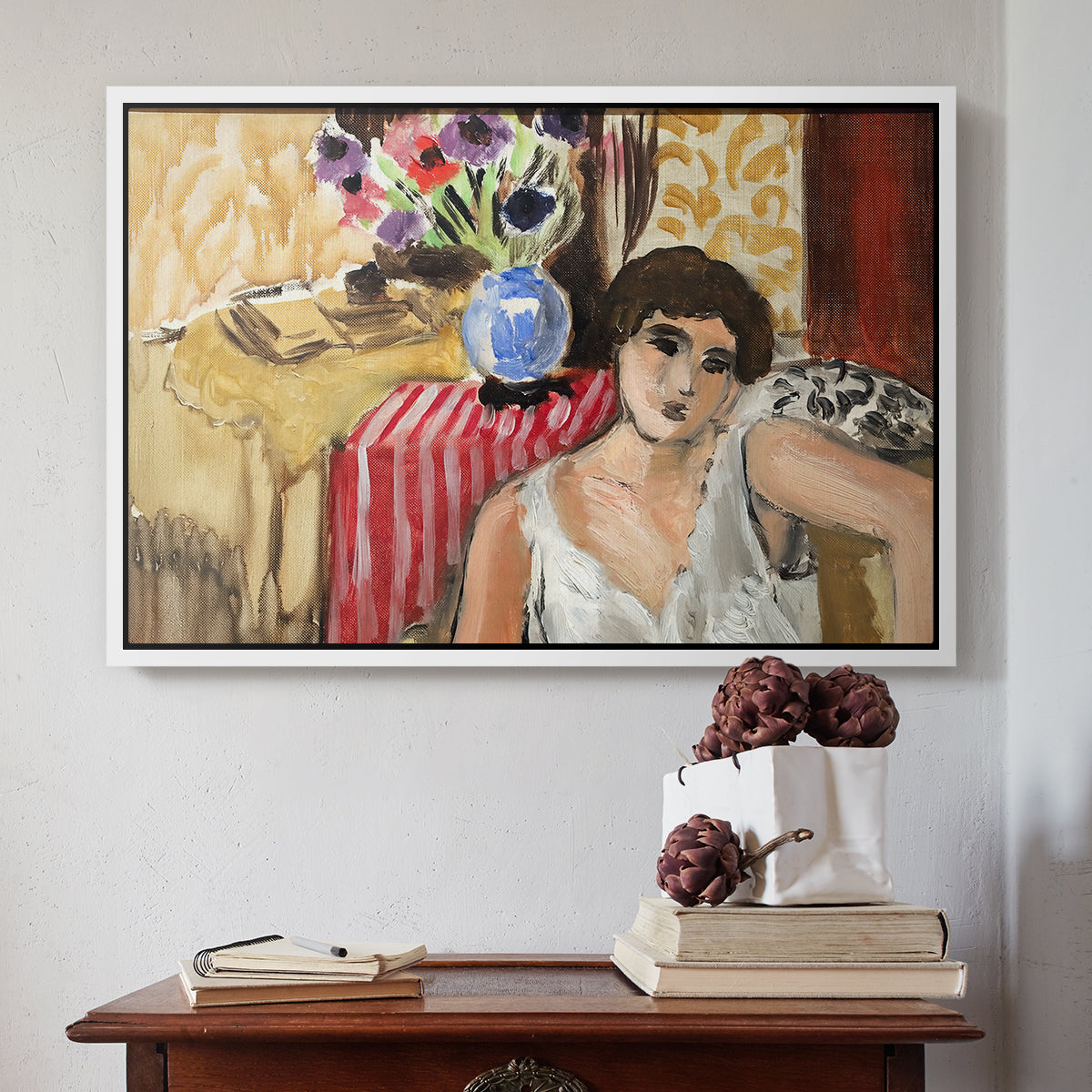 Woman Seated in an Armchair, c. 1920 - Floater Framed Canvas Print