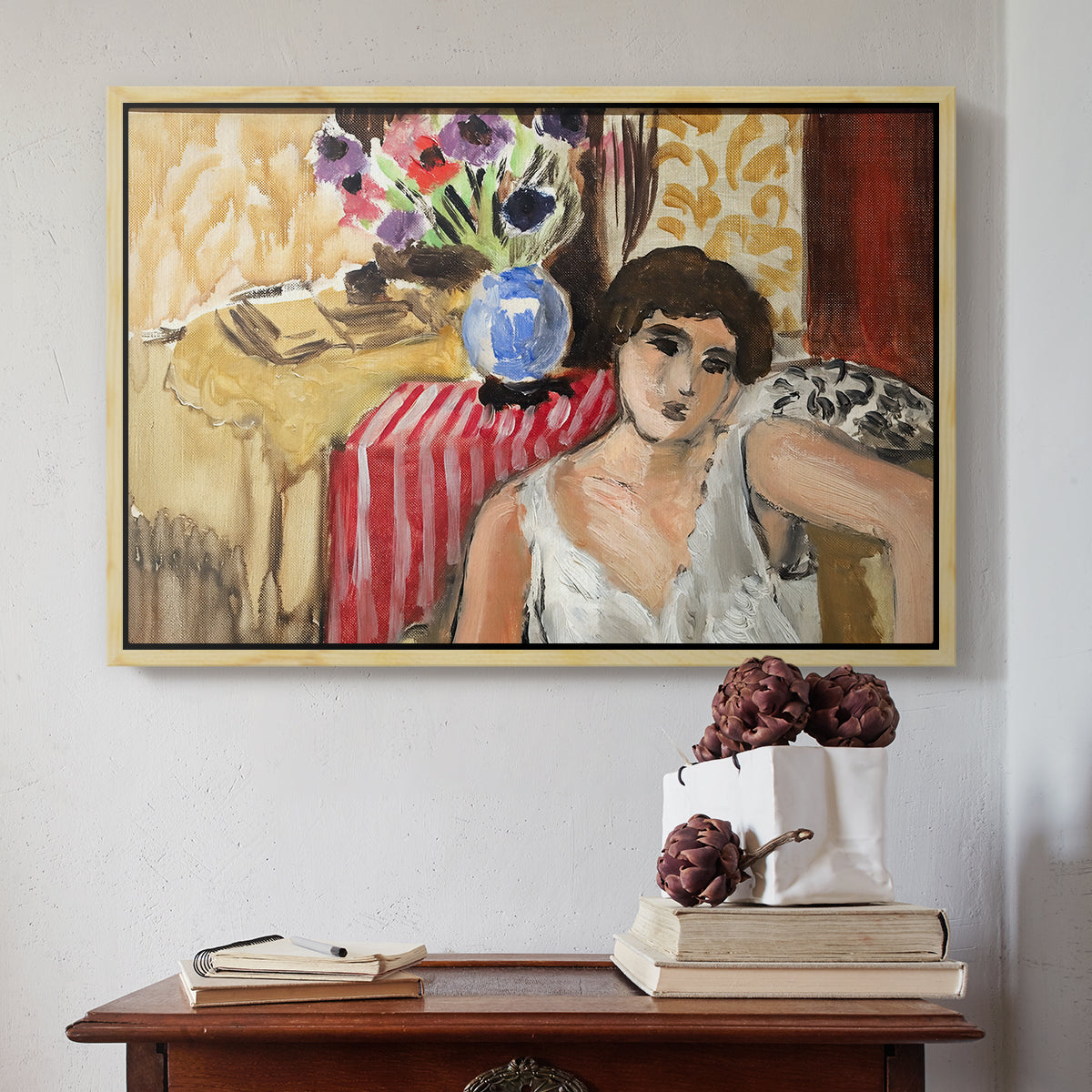 Woman Seated in an Armchair, c. 1920 - Floater Framed Canvas Print