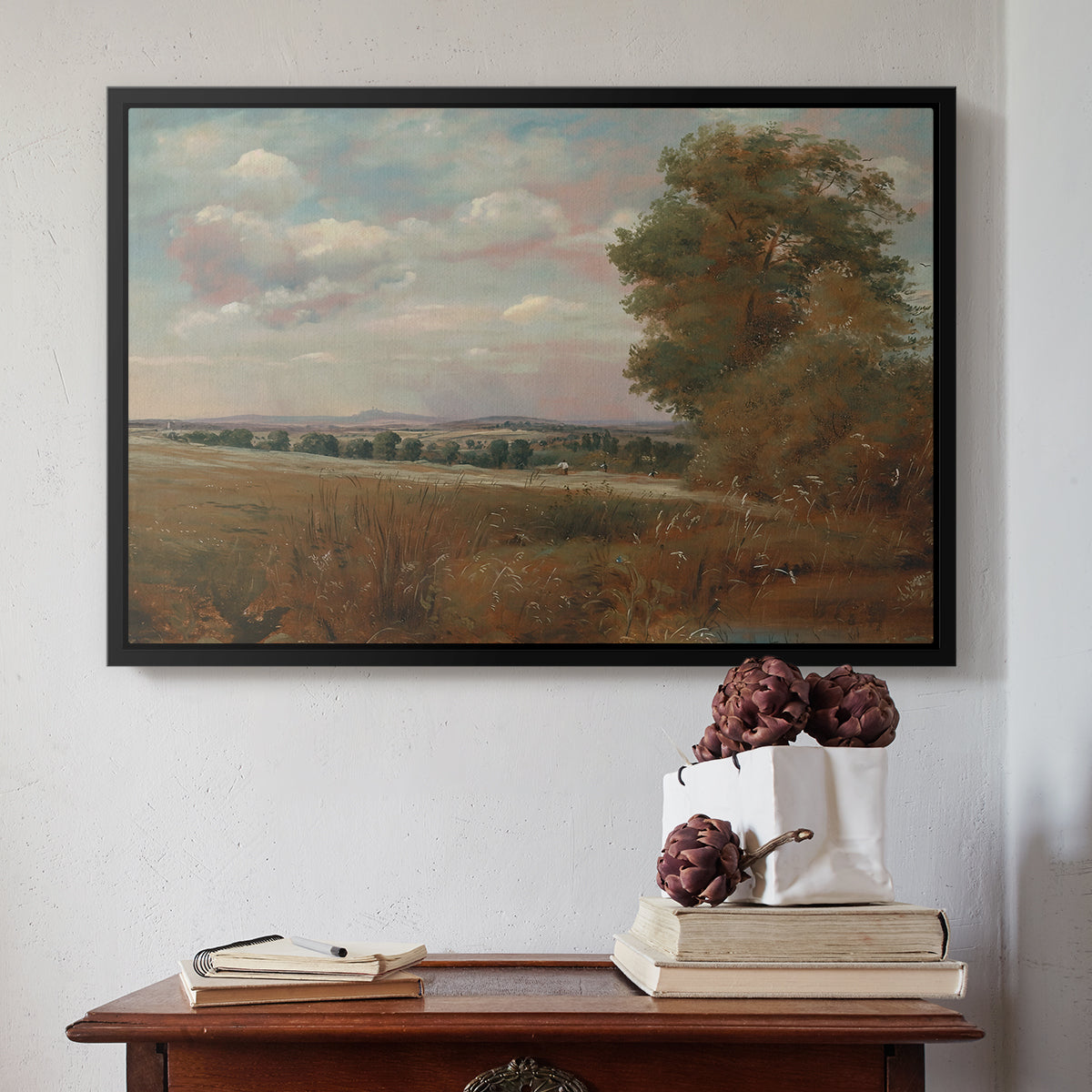 Landscape at Hampstead, with Harrow in the Distance, c. 1849-1855 - Floater Framed Canvas Print