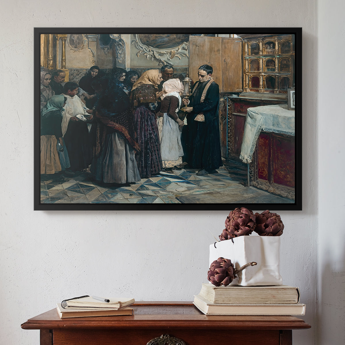 Kissing the Relic, 1893 - Floater Framed Canvas Print