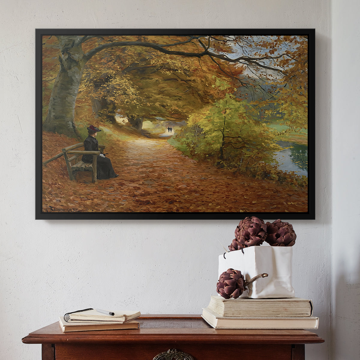 A Wooded Path in Autumn, 1902 - Floater Framed Canvas Print