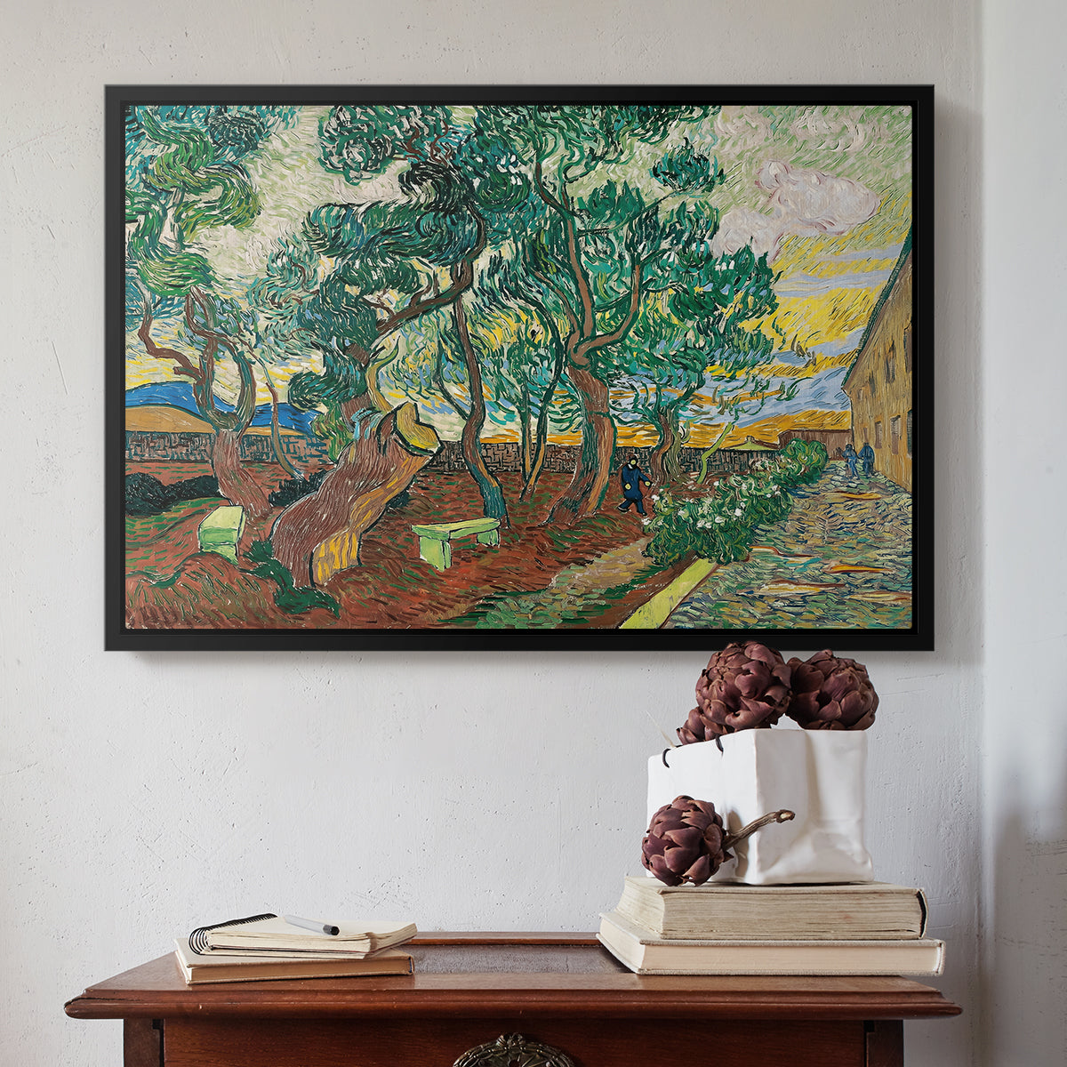 The Garden of Saint-Paul Hospital, 1889 - Floater Framed Canvas Print