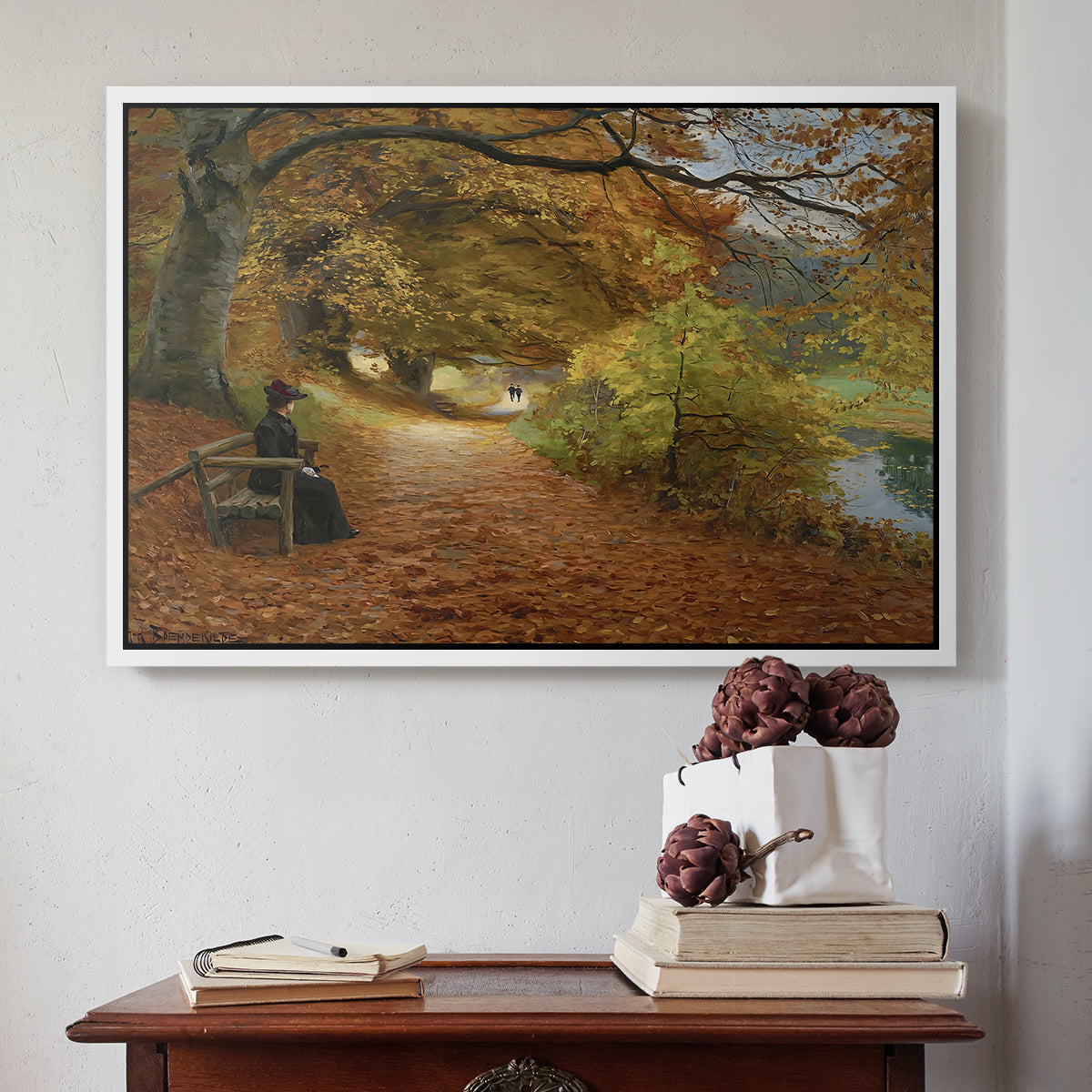 A Wooded Path in Autumn, 1902 - Floater Framed Canvas Print