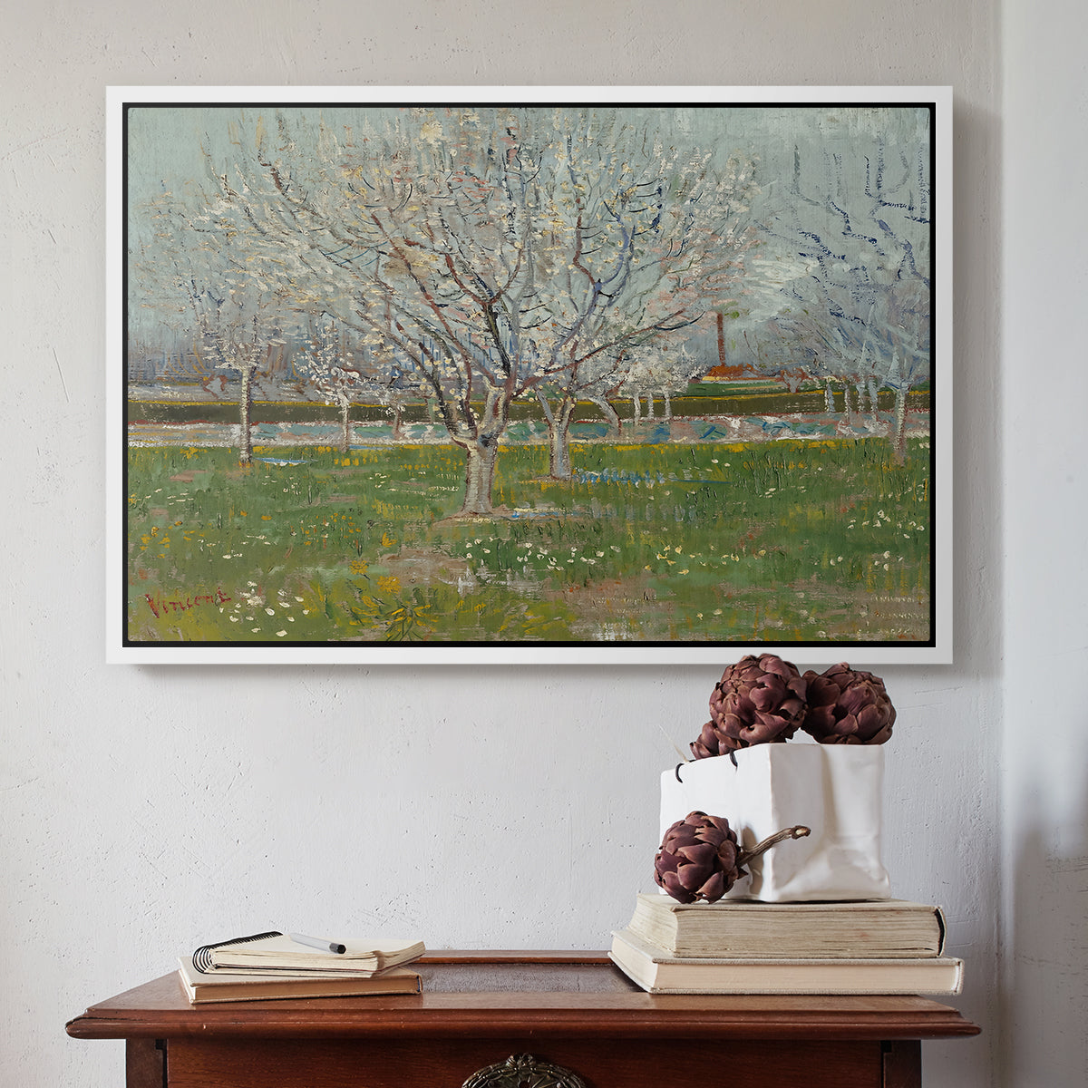 Orchard in Blossom (Plum Trees), 1888 - Floater Framed Canvas Print