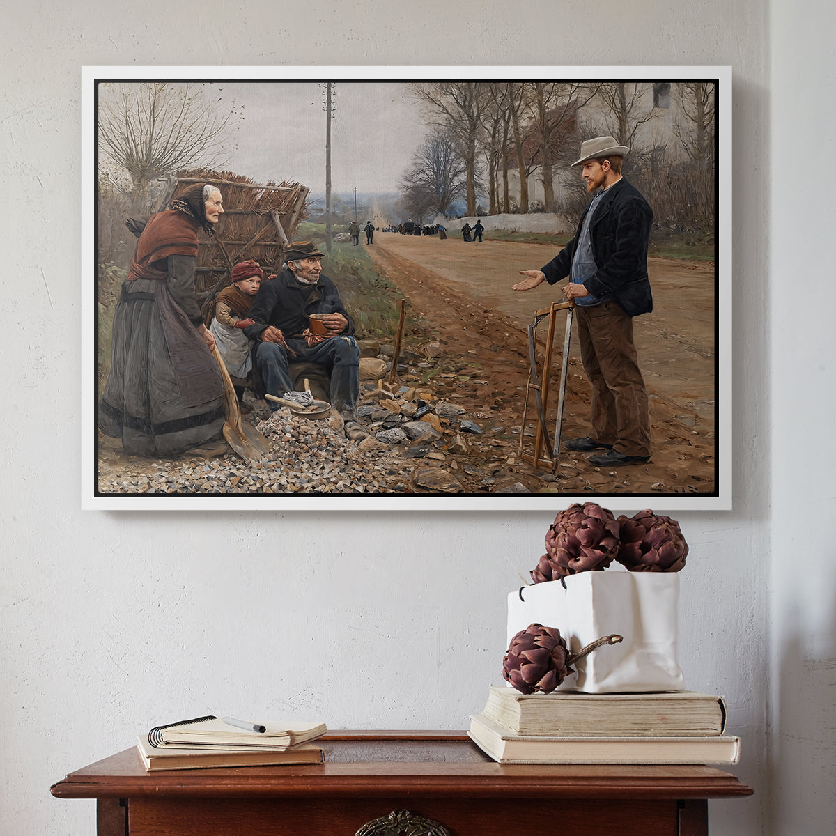People by a Road, 1893 - Floater Framed Canvas Print