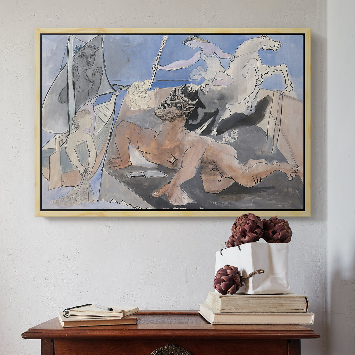 Composition with Minotaur, 1936 - Floater Framed Canvas Print